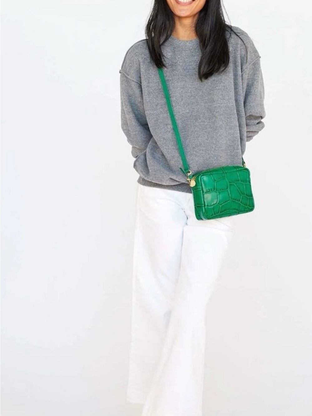 Clare V. Emerald Green Croc Midi Sac.  NWT.